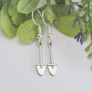 Shovel Drop Earrings Silver